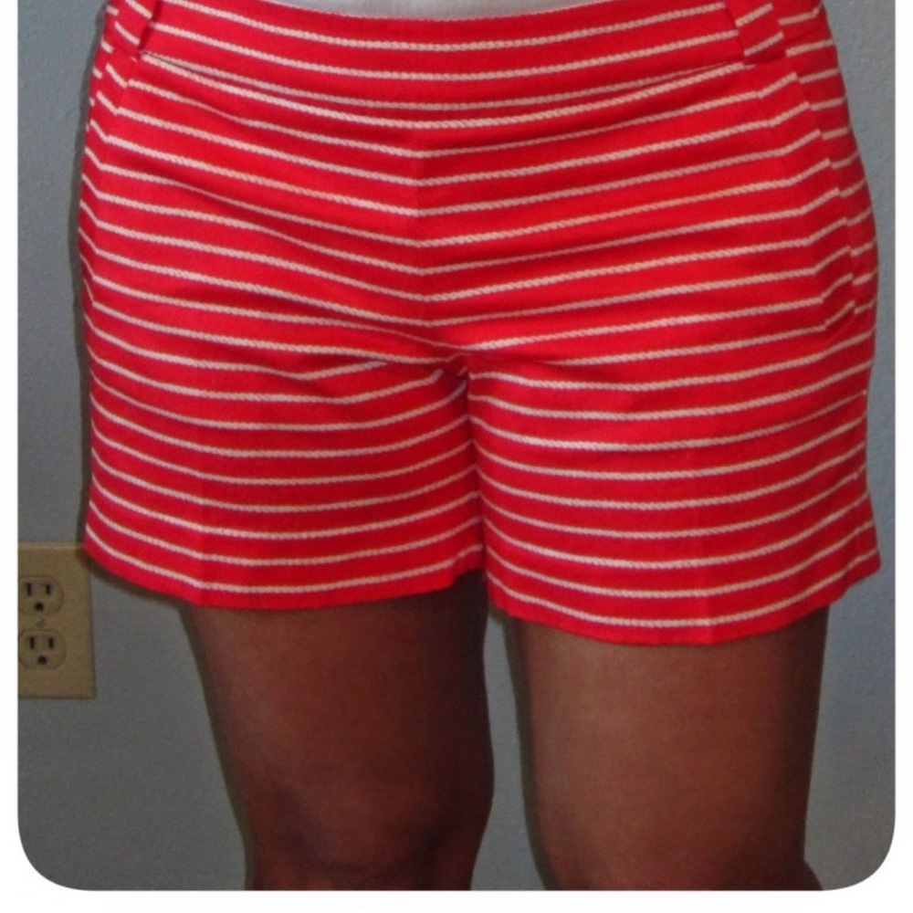 J.CREW factory Chino Women’s Coral & white Shorts sz 14   NWOT